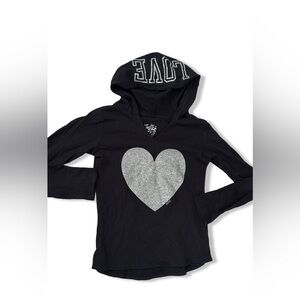Justice Black Hoodie with Glittery Silver Heart
